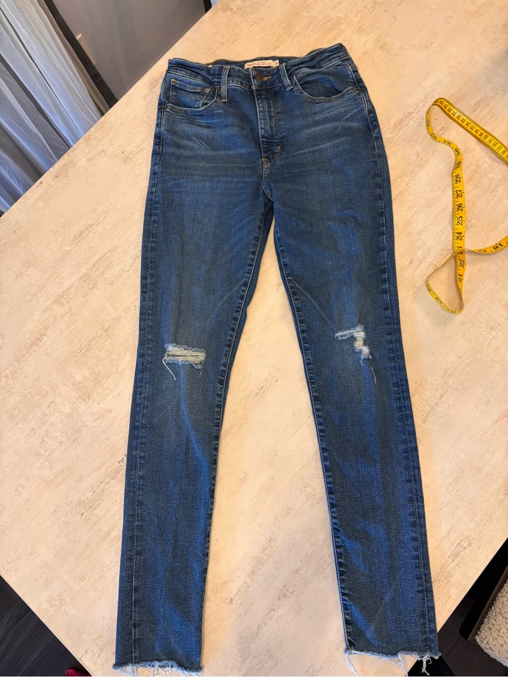 Levi's Women's Skinny Jeans in Distressed Dark Blue